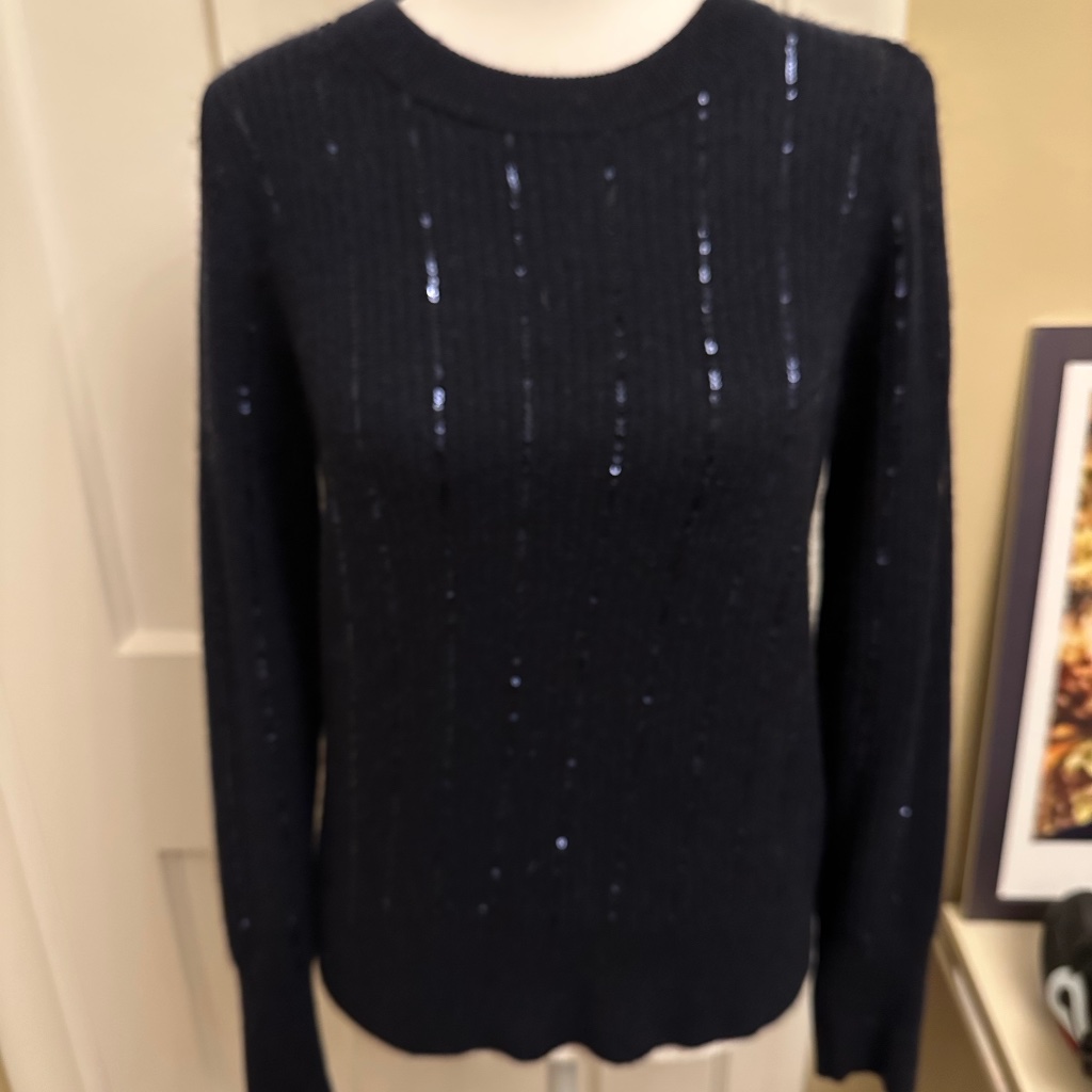 White And Warren Cashmere Sweater With Small Sequins